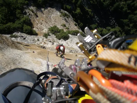 Climber ascends the Prow